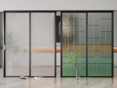 现代玻璃推拉门3D模型下载